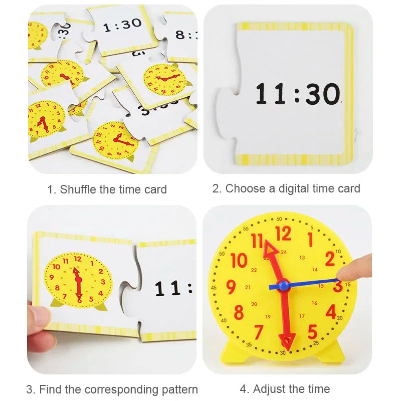 Children Interesting Clock Educational Toys Hour Minute Second Cognition Matching Puzzle Toys Kids Early Preschool Teaching Aids