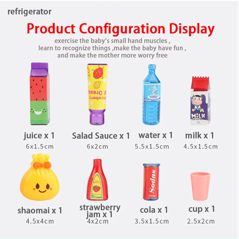 Children Toys Mini Doll Fridge Furniture Kitchen Miniatures Refrigerator Role Playing Game Montessori Play Food Toys for Girls