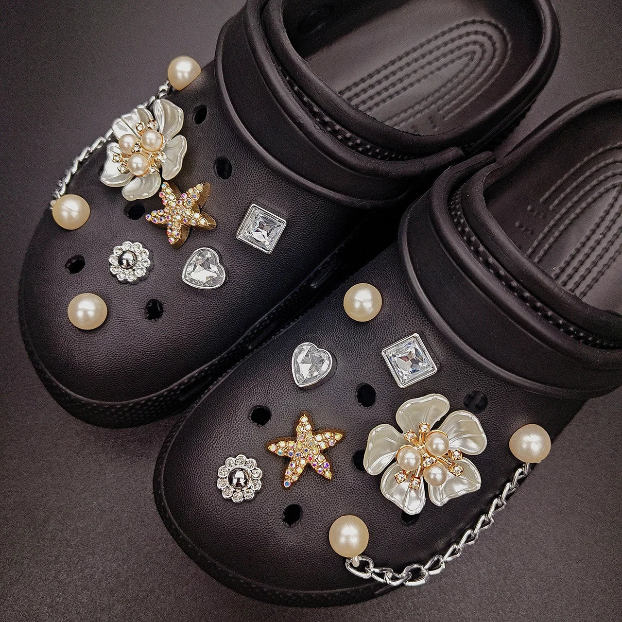 Summer Floral Starfish Shoe Charms for Crocs Garden Pins DIY Sandals Shoes Decorations Beach Slipper Accessories Party Women Set