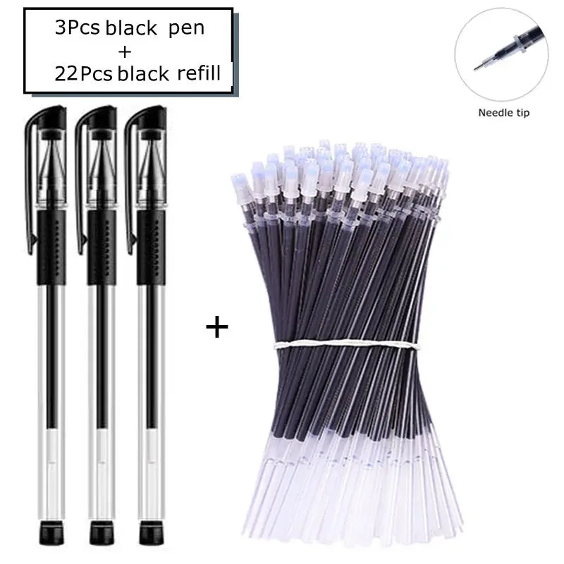 7/35 PCS Gel pens Set Black Blue Refill Gel Pen Bullet Tip 0.5mm School & office Supplies Stationery Writing Tool stationery
