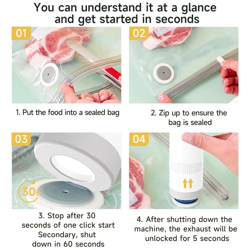 Wireless Kitchen Tools Handheld Food Bag Vaccum Sealer Pump Bottle Jar Vacuum Sealing Machine for Regular & Wide Mouth Mason Jar