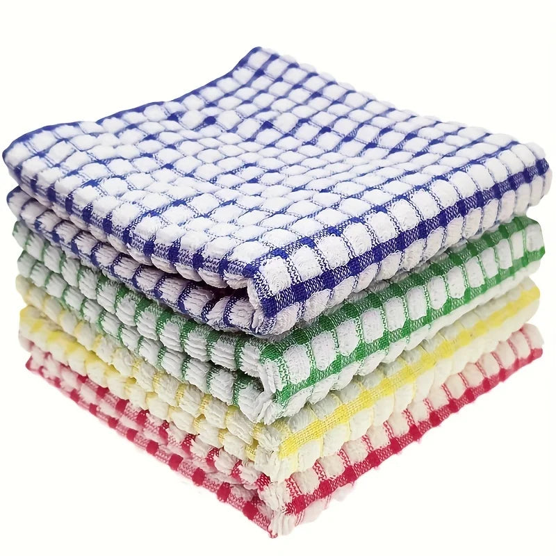6PCS Cotton Kitchen Tea Towels Absorbent Lint Free Catering Restaurant Cloth Dish Towels Cleaning Cloth Kitchen Cleaning Towel