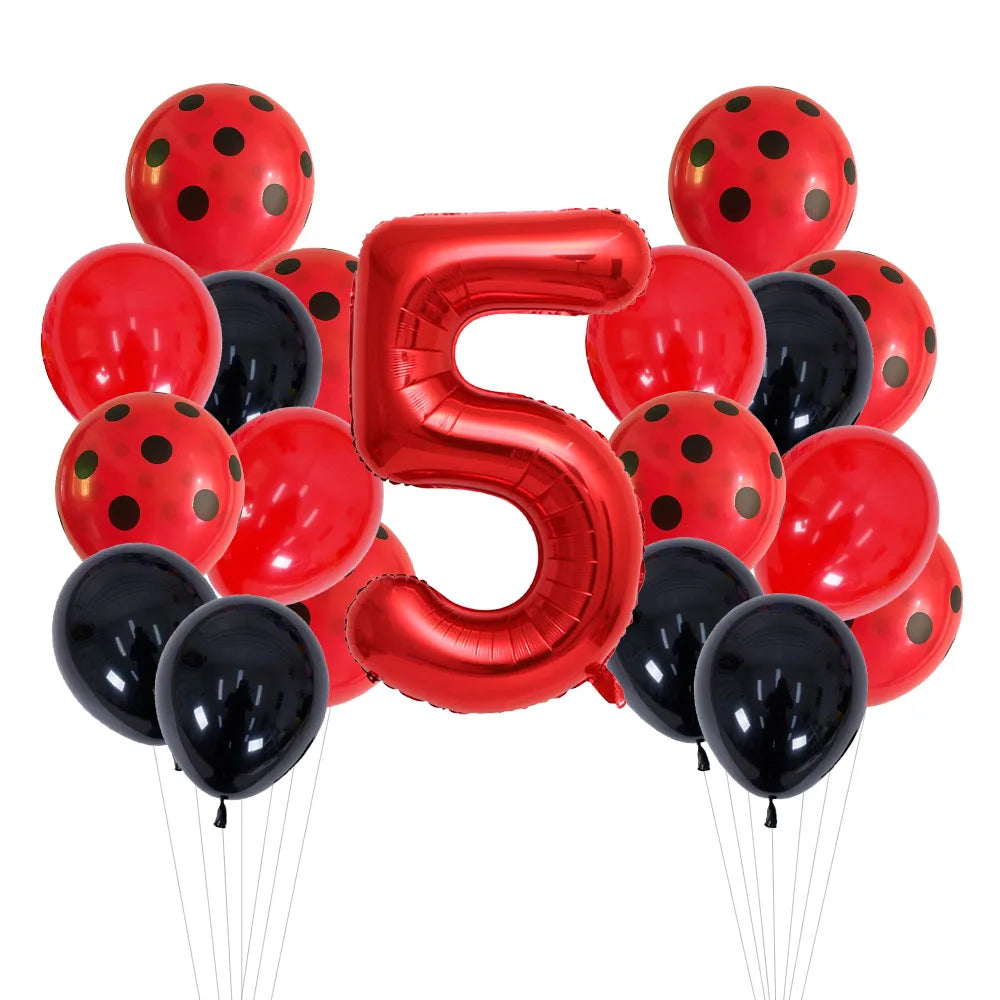 20 Pcs 12 Inch Red Black Dots Ladybug Balloons Birthday Party Decorations Baby Shower 32 Inch Red Number Birthday Party Supplies
