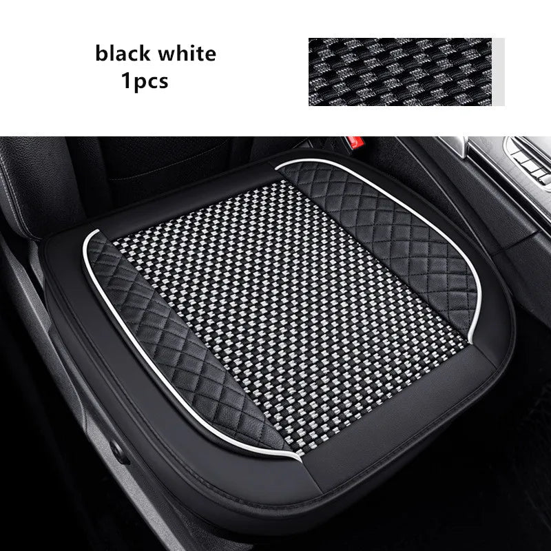 Universal Car Seat Cover Ice Silk + PU Leather Seat Anti-slip Protection Cushion Luxury Seat Decoration Styling Accessories