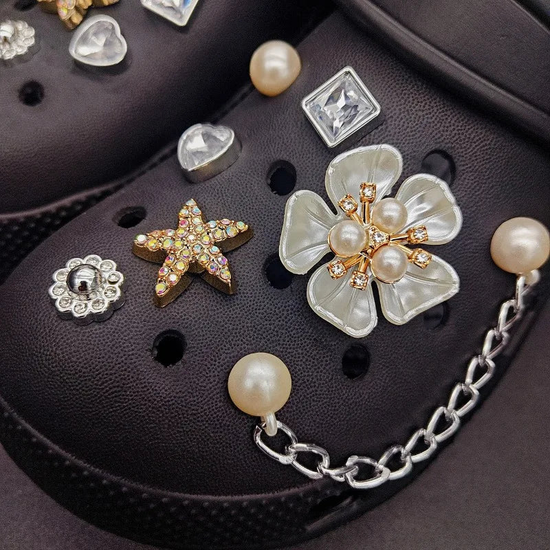 Summer Floral Starfish Shoe Charms for Crocs Garden Pins DIY Sandals Shoes Decorations Beach Slipper Accessories Party Women Set