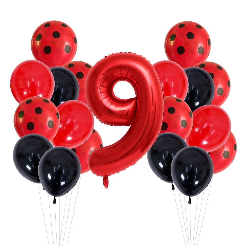 20 Pcs 12 Inch Red Black Dots Ladybug Balloons Birthday Party Decorations Baby Shower 32 Inch Red Number Birthday Party Supplies
