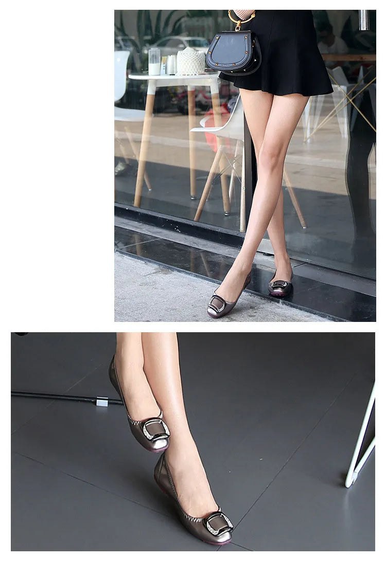 Shallow Mouth Shoes Woman Square Toe Autumn Soft Female Footwear Casual Sneaker All-Match New Cute Fall Moccasin Dres