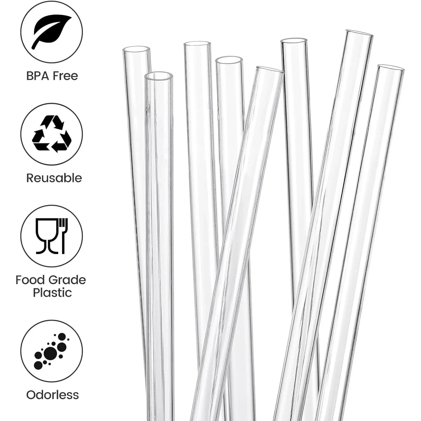 Replacement Straws for Stanley 40 oz Cup Tumbler, 12 Pack Clear Reusable Plastic Straws, 2 Straw Brushes,for Stanley Cup