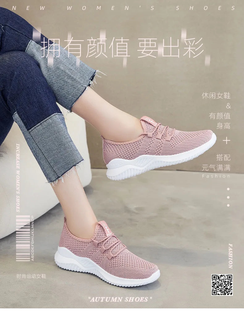 Women's shoes 2025 mesh breathable comfortable sports shoes soft sole lightweight fashion casual shoes
