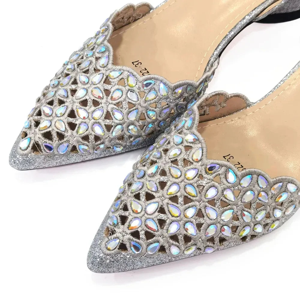 Ladies Italian High Heel and Bag Set Golden Color Italian Shoe with Matching Bag Set 2024 Nigerian Shoes and Bag Set for Party