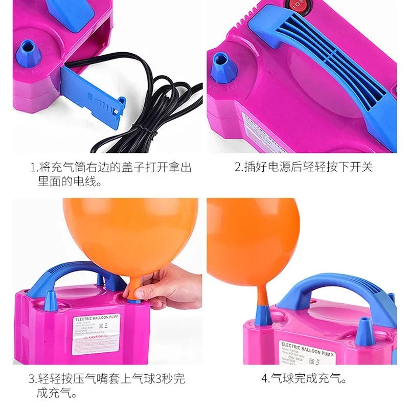 Balloon Party Electric Blowing Machine Birthday Party Balloon Accessories Banquet Atmosphere Double hole Automatic Inflator