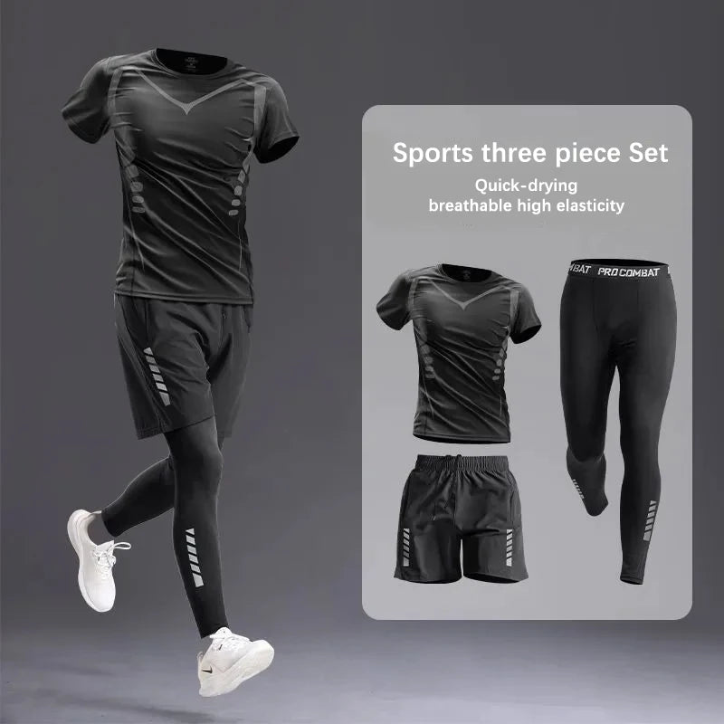 All-Season Men's Sportswear Set/Suit - Tracksuit for Running, Cycling, Fitness & Hiking,gym clothing men, jogging, boxing,5 pcs