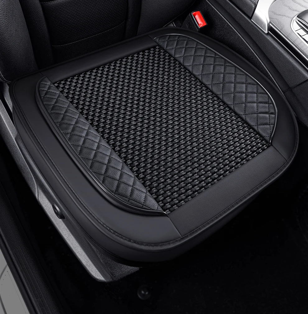 Universal Car Seat Cover Ice Silk + PU Leather Seat Anti-slip Protection Cushion Luxury Seat Decoration Styling Accessories