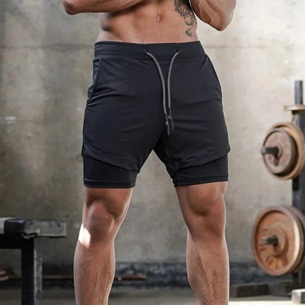 Men's Gym Performance Shorts 2 In 1 Running Quick-Drying Jogging Short Pants Workout Sportswear Yoga Basketball Shorts