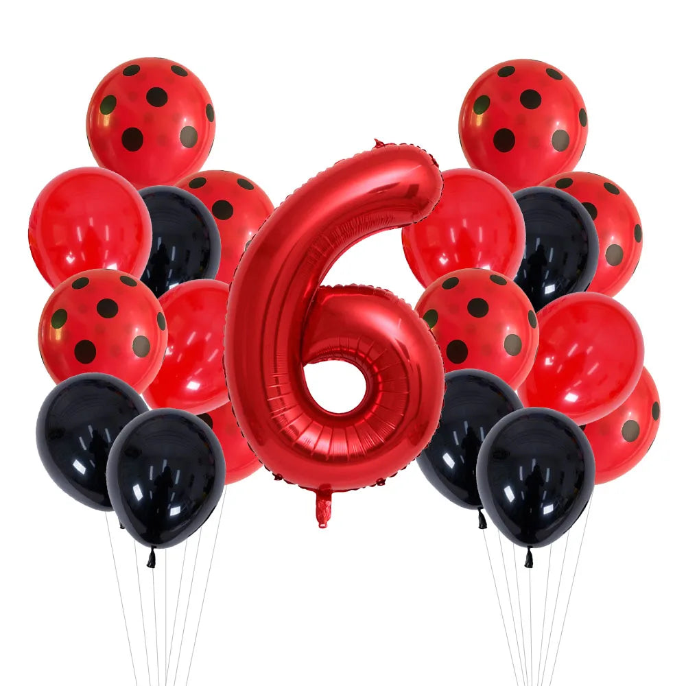 20 Pcs 12 Inch Red Black Dots Ladybug Balloons Birthday Party Decorations Baby Shower 32 Inch Red Number Birthday Party Supplies