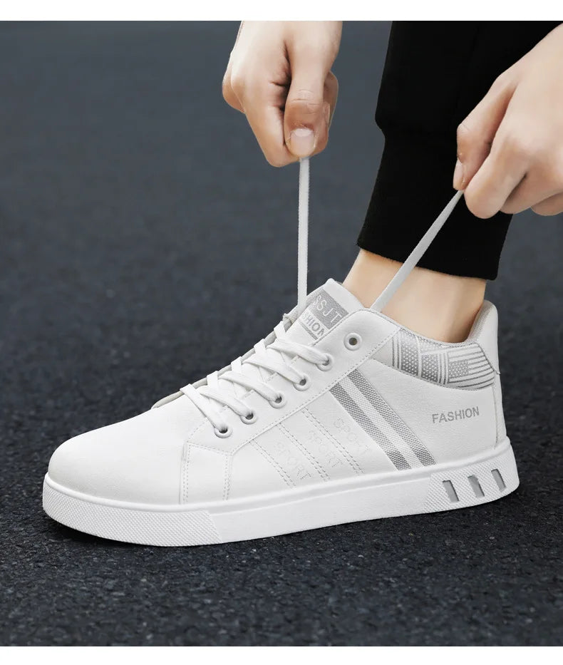 Men's Boots Spring Autumn Men High Top Ankle Boots White Breathable Men's Casual Shoes for Men Sneakers Platform New Men's Boots