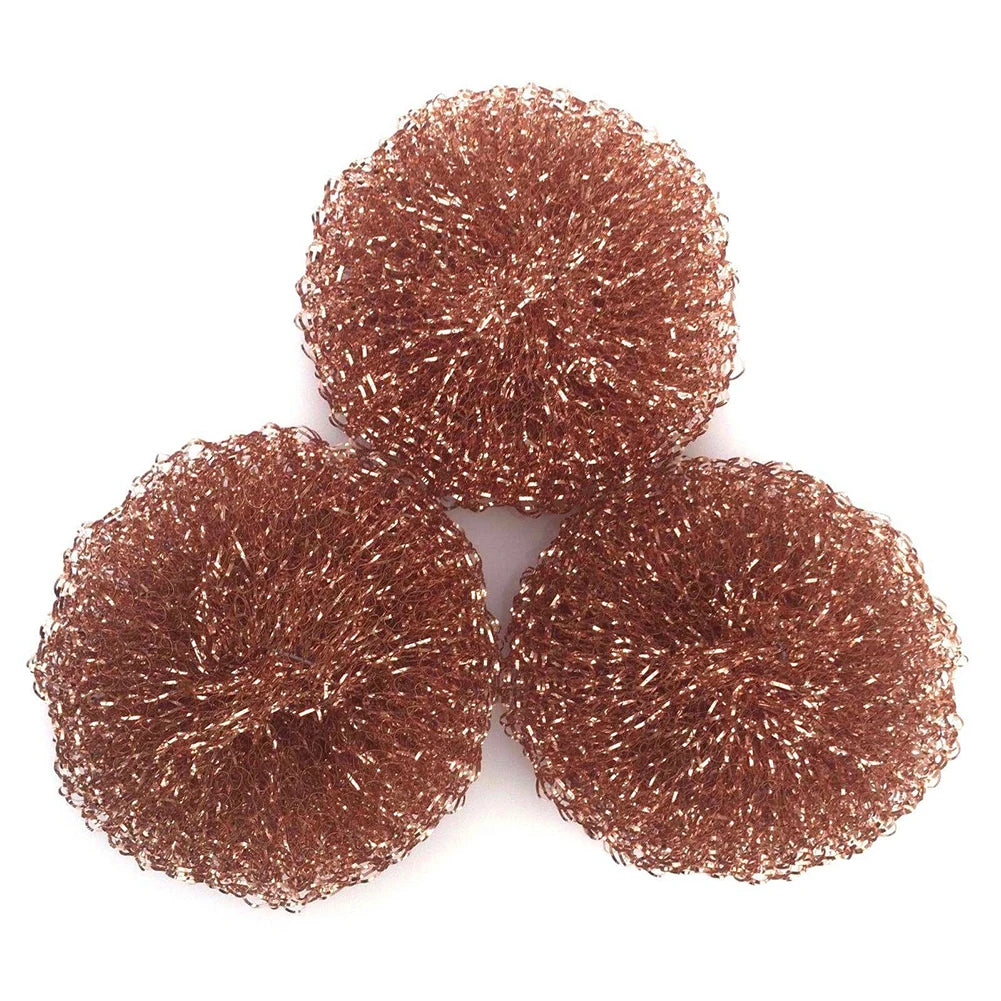 Kitchen Cleaning Tools 3x Copper Metal Wire Sponge Ball Iron Tip Nozzle Cleaner Slag Remover Tool Cooper Coated Scourers