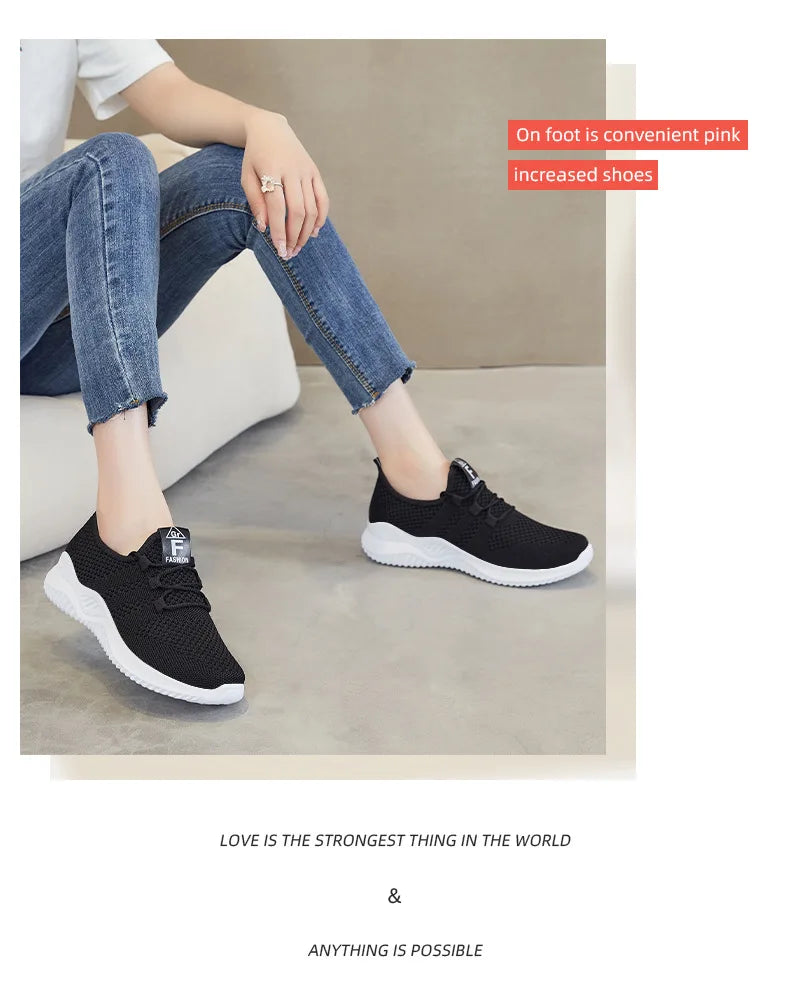 Women's shoes 2025 mesh breathable comfortable sports shoes soft sole lightweight fashion casual shoes