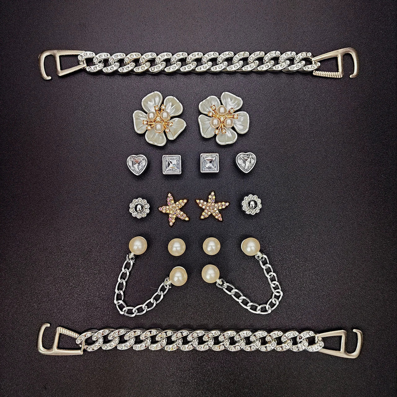 Summer Floral Starfish Shoe Charms for Crocs Garden Pins DIY Sandals Shoes Decorations Beach Slipper Accessories Party Women Set