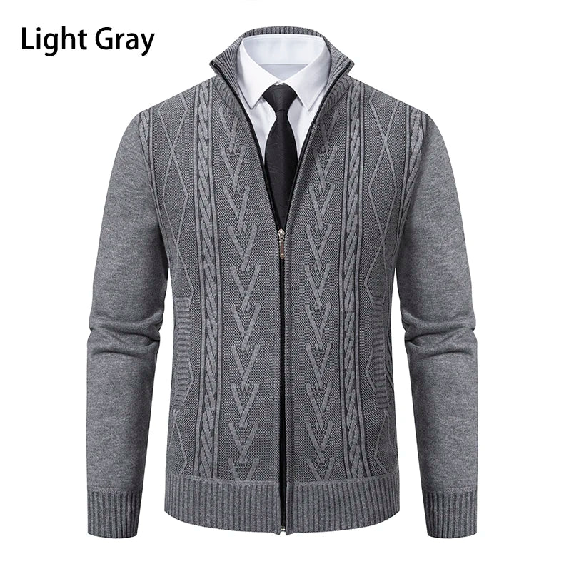 2025 Men's Knitted Sweater Coat Autumn Winter New Fashion Cashmere Padded Warm Casual