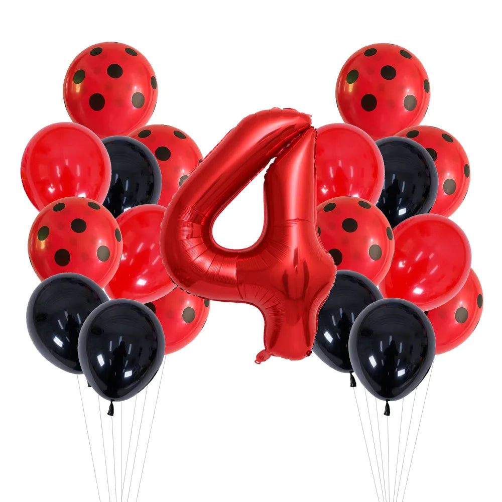 20 Pcs 12 Inch Red Black Dots Ladybug Balloons Birthday Party Decorations Baby Shower 32 Inch Red Number Birthday Party Supplies