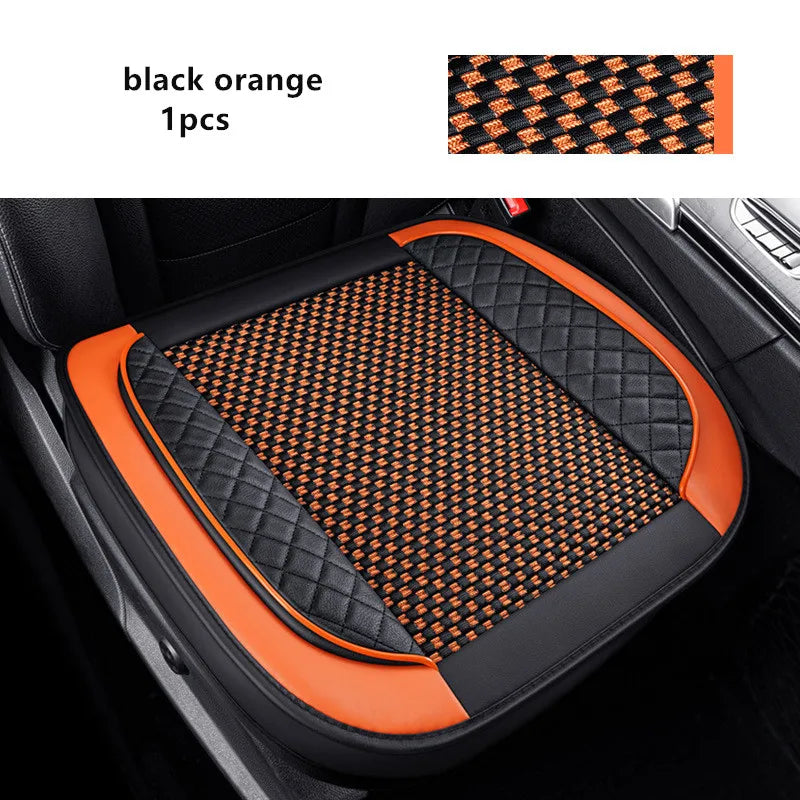 Universal Car Seat Cover Ice Silk + PU Leather Seat Anti-slip Protection Cushion Luxury Seat Decoration Styling Accessories