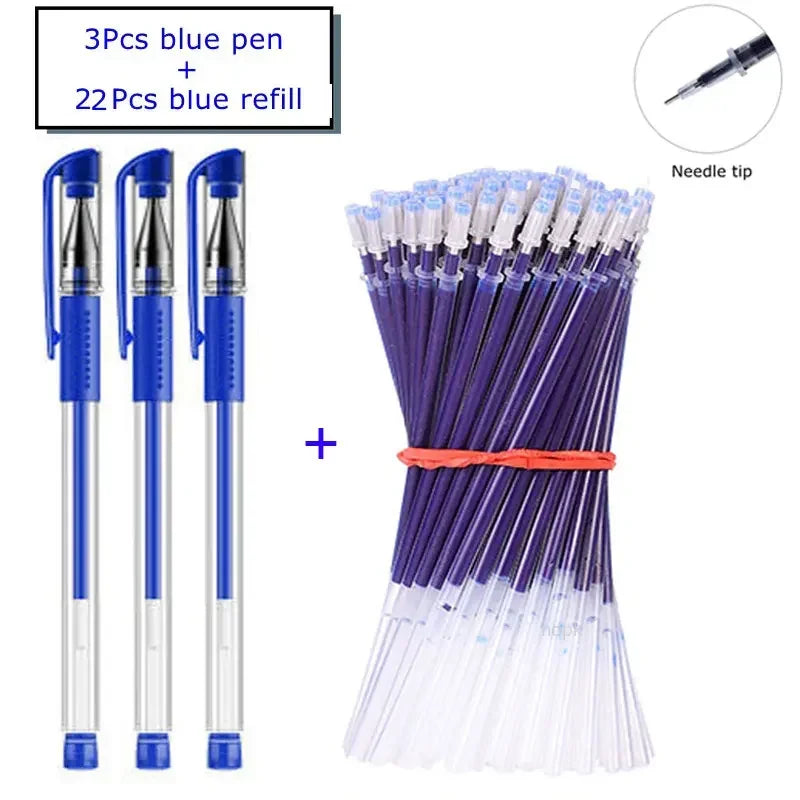 7/35 PCS Gel pens Set Black Blue Refill Gel Pen Bullet Tip 0.5mm School & office Supplies Stationery Writing Tool stationery
