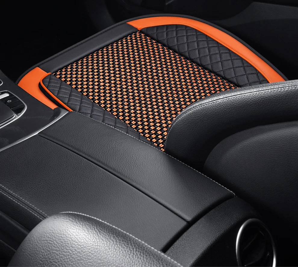 Universal Car Seat Cover Ice Silk + PU Leather Seat Anti-slip Protection Cushion Luxury Seat Decoration Styling Accessories