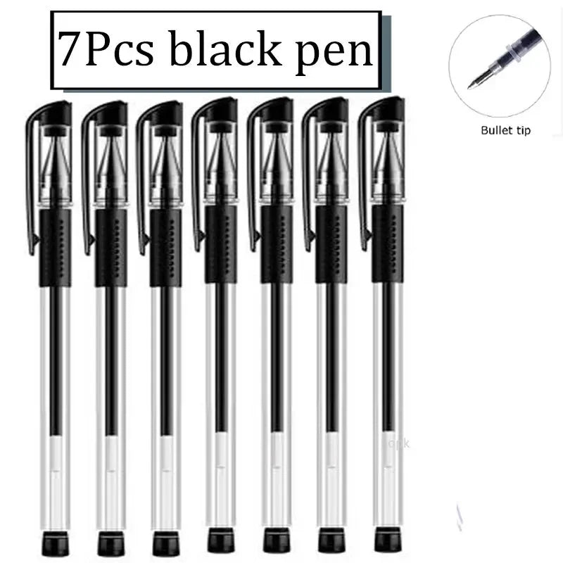 7/35 PCS Gel pens Set Black Blue Refill Gel Pen Bullet Tip 0.5mm School & office Supplies Stationery Writing Tool stationery