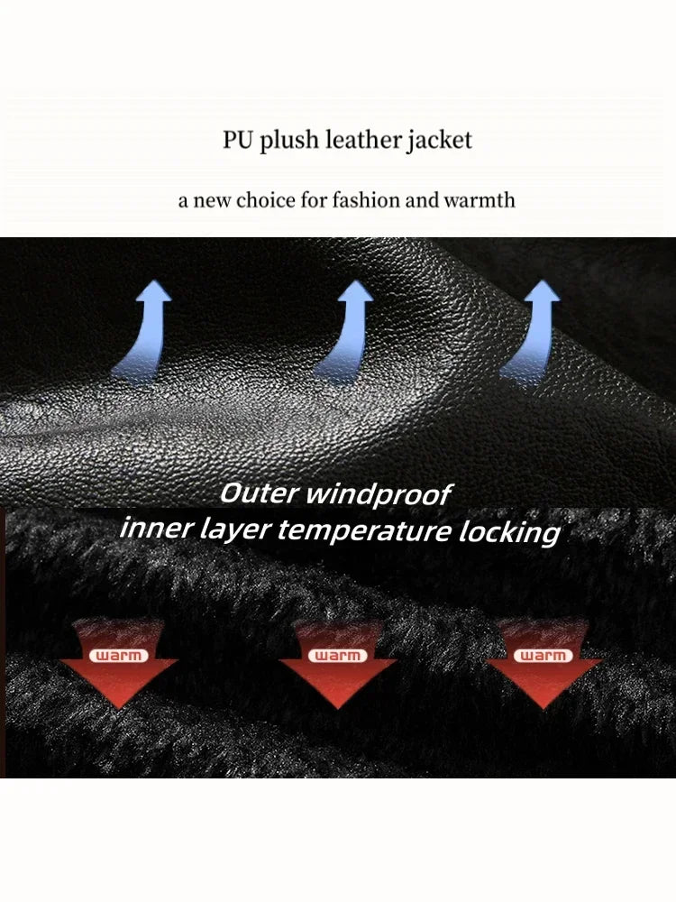 Men's Leather Jacket Fashion High-Quality Detachable Fur Collar Autumn And Winter Thick Coat Original Embroidered Men Clothing