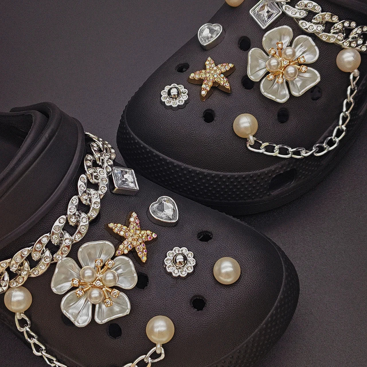 Summer Floral Starfish Shoe Charms for Crocs Garden Pins DIY Sandals Shoes Decorations Beach Slipper Accessories Party Women Set