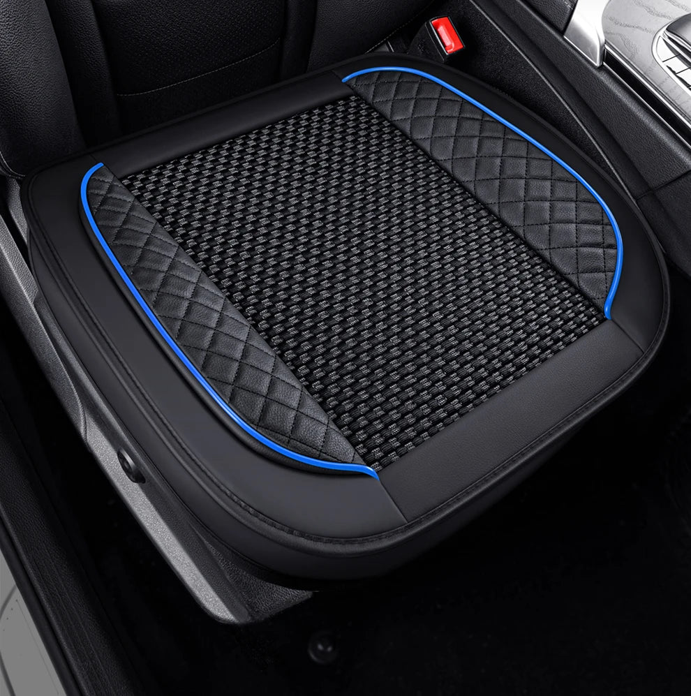 Universal Car Seat Cover Ice Silk + PU Leather Seat Anti-slip Protection Cushion Luxury Seat Decoration Styling Accessories