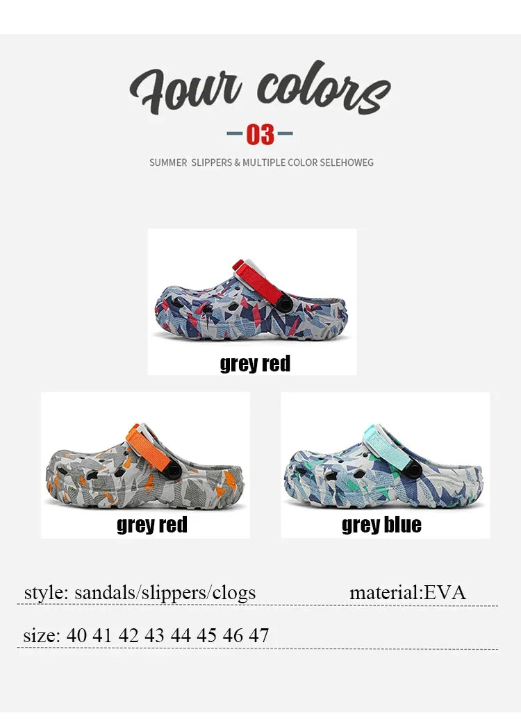 Plus Size 47 Summer Men Sandals Light Soft EVA Men's Hole Shoes Outdoor Slippers Home Garden Clogs Male Beach Flats Slides