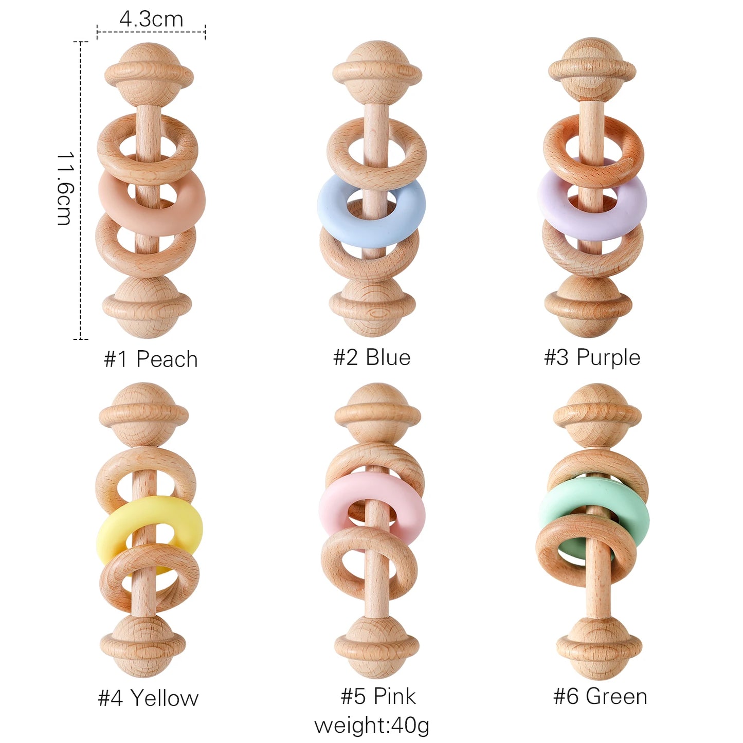 Baby Toys Wooden Rattles Silicone Ring Baby Rattles and Mobiles 0 12 Months Sensory Toys for Baby Wooden Teether for Baby Gifts