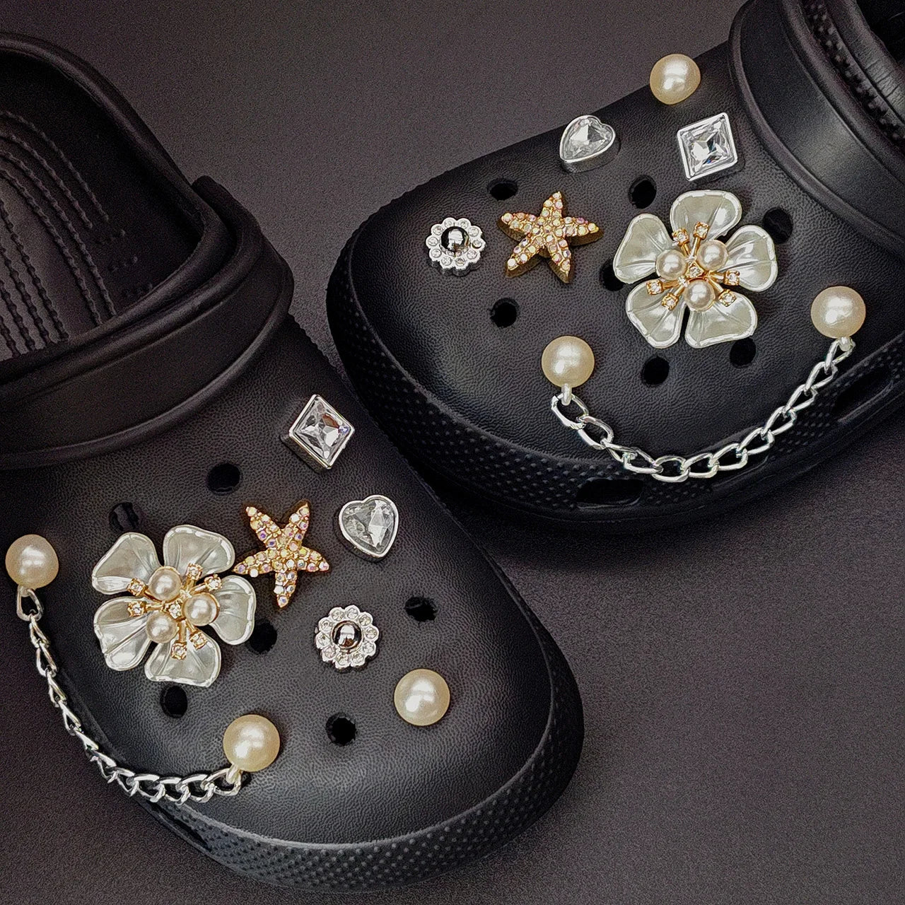 Summer Floral Starfish Shoe Charms for Crocs Garden Pins DIY Sandals Shoes Decorations Beach Slipper Accessories Party Women Set