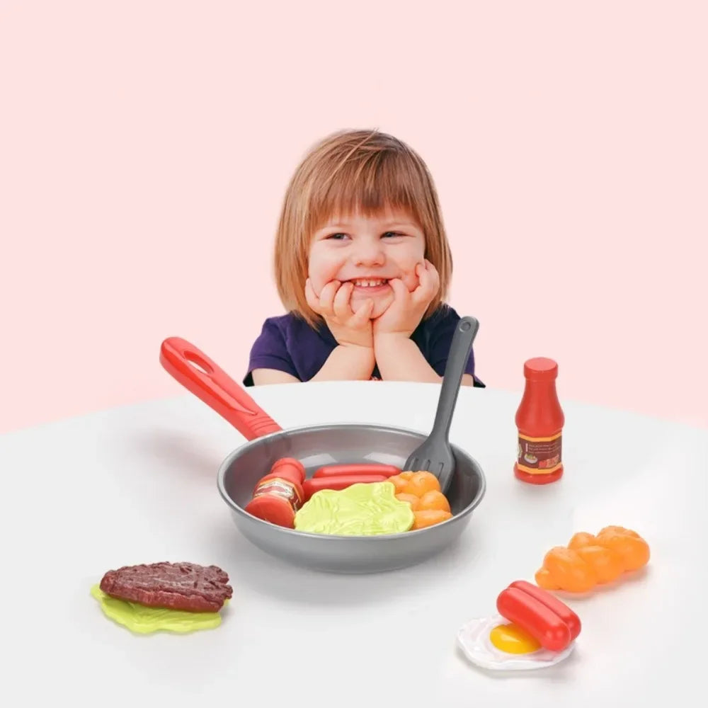 Children Imitate Kitchen Food Toys Birthday Cake Egg Tower Cooking Utensils Steak Fried Eggs Hot Dogs House Games Holiday Gifts