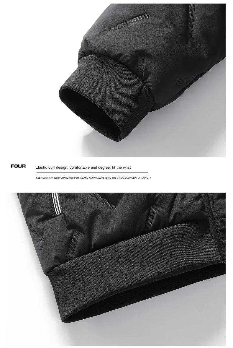 Men's winter faux wool cotton coat thick cotton coat warm and casual versatile loose and oversized stand up collar cotton coat
