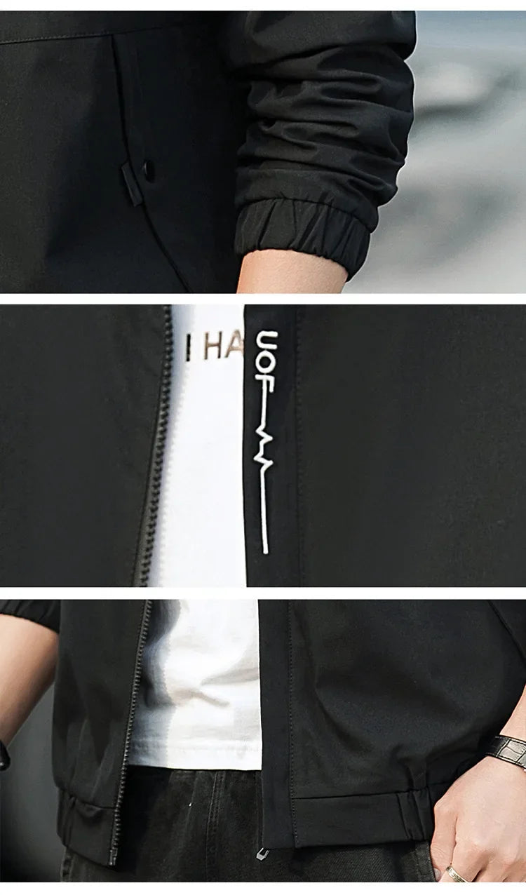 Men's Coat 2025 Spring Autumn Mens Jackets Hip Hop Street Thin Coat Sports Black Loose Windbreaker Men Clothing Men's Coat