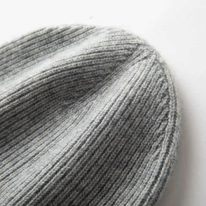 Winter New Hat for Men Knitted Korea Beanie Thick Hats Autumn Outdoor Warm Streetwear Cap Man 100% Cashmere Solid Color Soft Hat