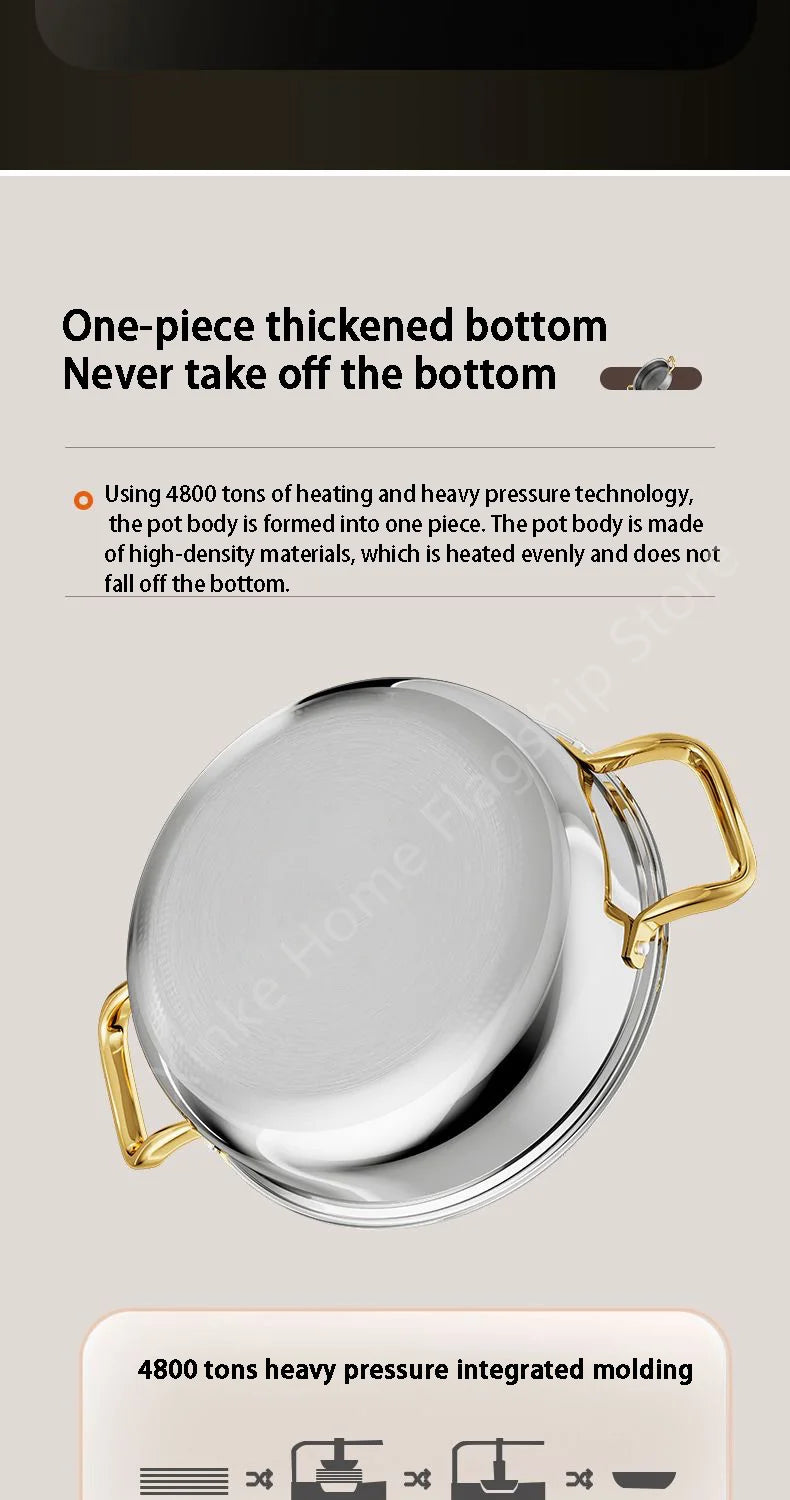 30cm Stainless Steel Frying Pan Honeycomb Non-stick Soup Pot wok with lid Home Induction Cooker Gas Stove Stew Kitchen Cookware
