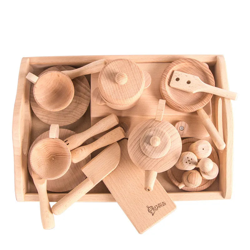 Natural Wood Children's Preschool Toys Fruits And Vegetables Simulation Play House Kitchenware Cognitive Wooden Model Toys