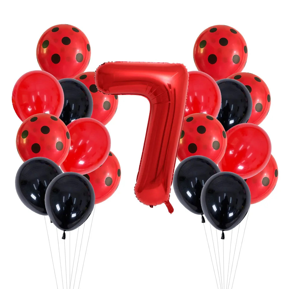 20 Pcs 12 Inch Red Black Dots Ladybug Balloons Birthday Party Decorations Baby Shower 32 Inch Red Number Birthday Party Supplies