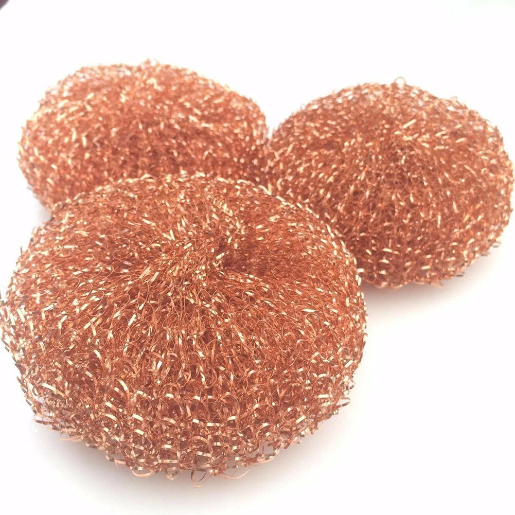 Kitchen Cleaning Tools 3x Copper Metal Wire Sponge Ball Iron Tip Nozzle Cleaner Slag Remover Tool Cooper Coated Scourers