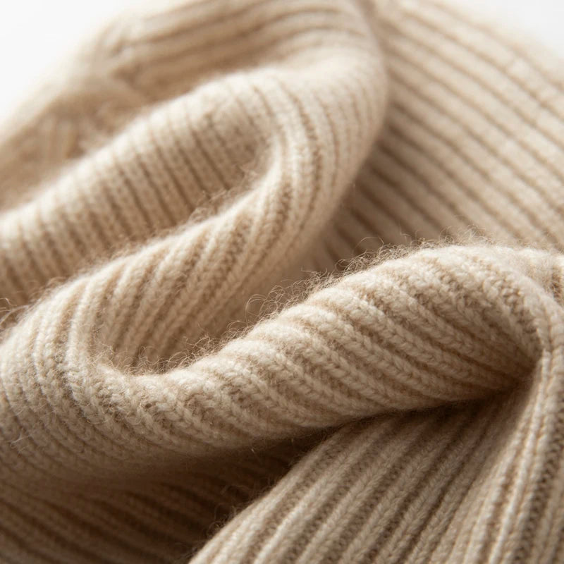 Winter New Hat for Men Knitted Korea Beanie Thick Hats Autumn Outdoor Warm Streetwear Cap Man 100% Cashmere Solid Color Soft Hat