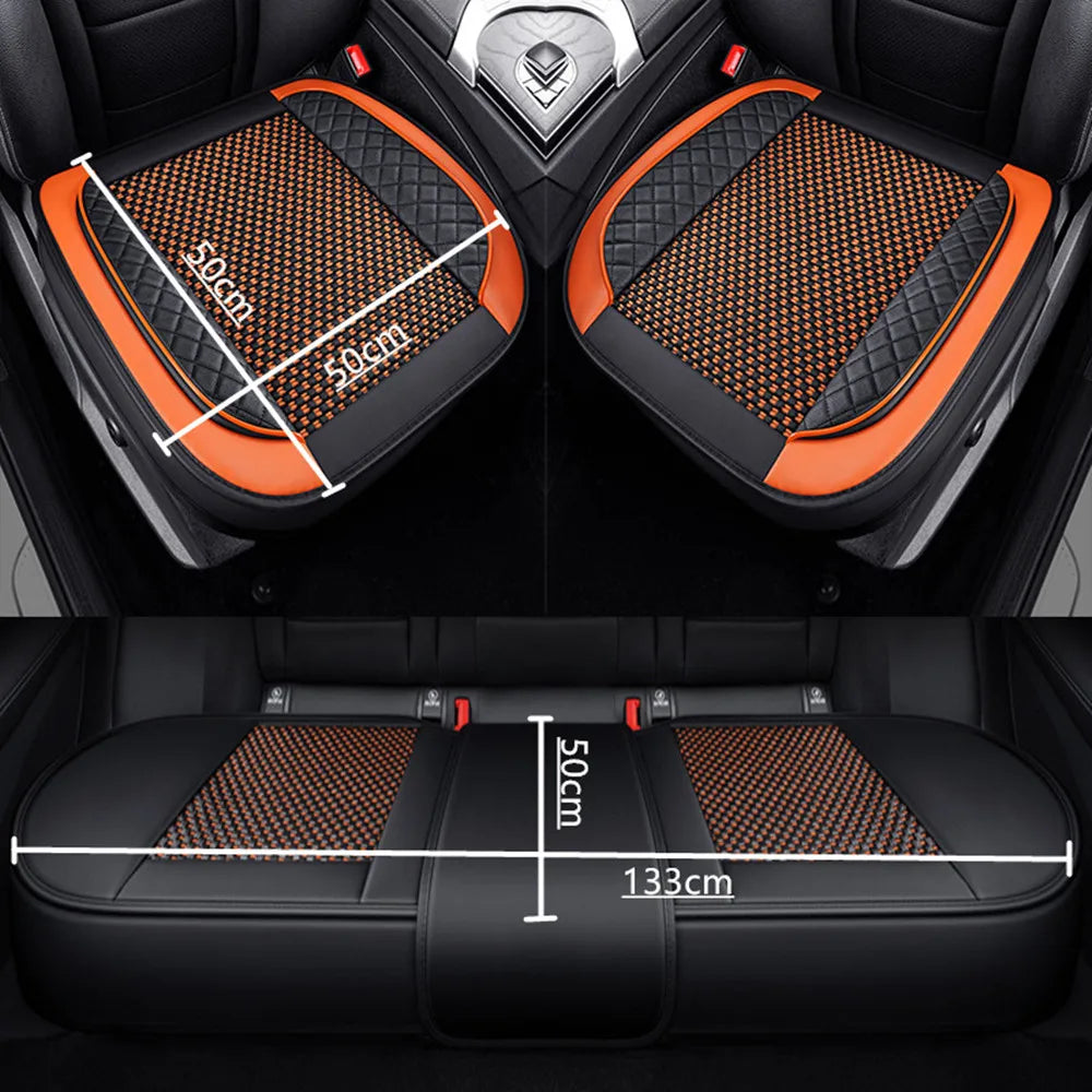 Universal Car Seat Cover Ice Silk + PU Leather Seat Anti-slip Protection Cushion Luxury Seat Decoration Styling Accessories