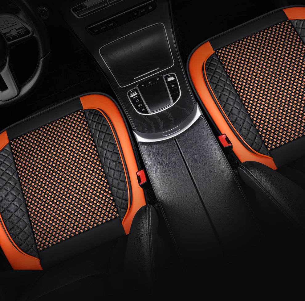 Universal Car Seat Cover Ice Silk + PU Leather Seat Anti-slip Protection Cushion Luxury Seat Decoration Styling Accessories