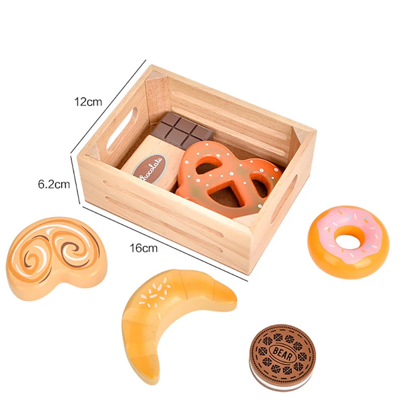 Children Wooden Kitchen Dessert Making Toys Pretend Play Montessori Fruits Vegetables Seafood Simulation Food Set Toys for Girls