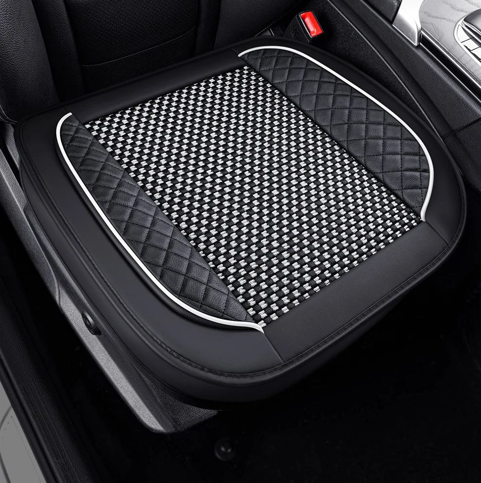 Universal Car Seat Cover Ice Silk + PU Leather Seat Anti-slip Protection Cushion Luxury Seat Decoration Styling Accessories