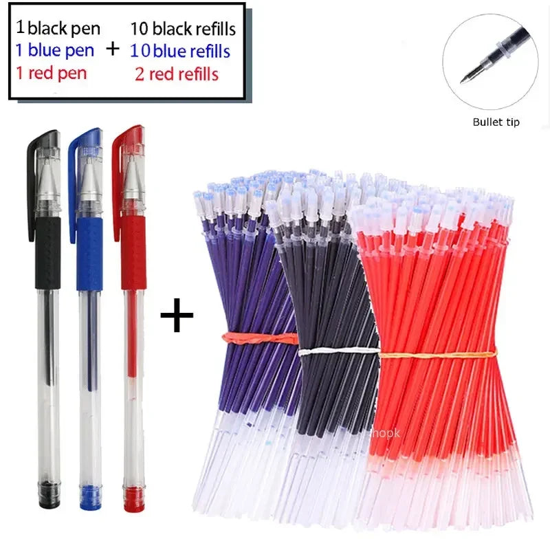 7/35 PCS Gel pens Set Black Blue Refill Gel Pen Bullet Tip 0.5mm School & office Supplies Stationery Writing Tool stationery