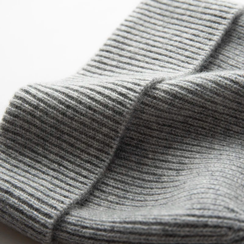 Winter New Hat for Men Knitted Korea Beanie Thick Hats Autumn Outdoor Warm Streetwear Cap Man 100% Cashmere Solid Color Soft Hat